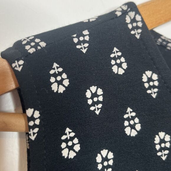 J Jill Wearever Floral Knit Dress Black Womens M Sleeveless Shift Boho - Picture 3 of 7